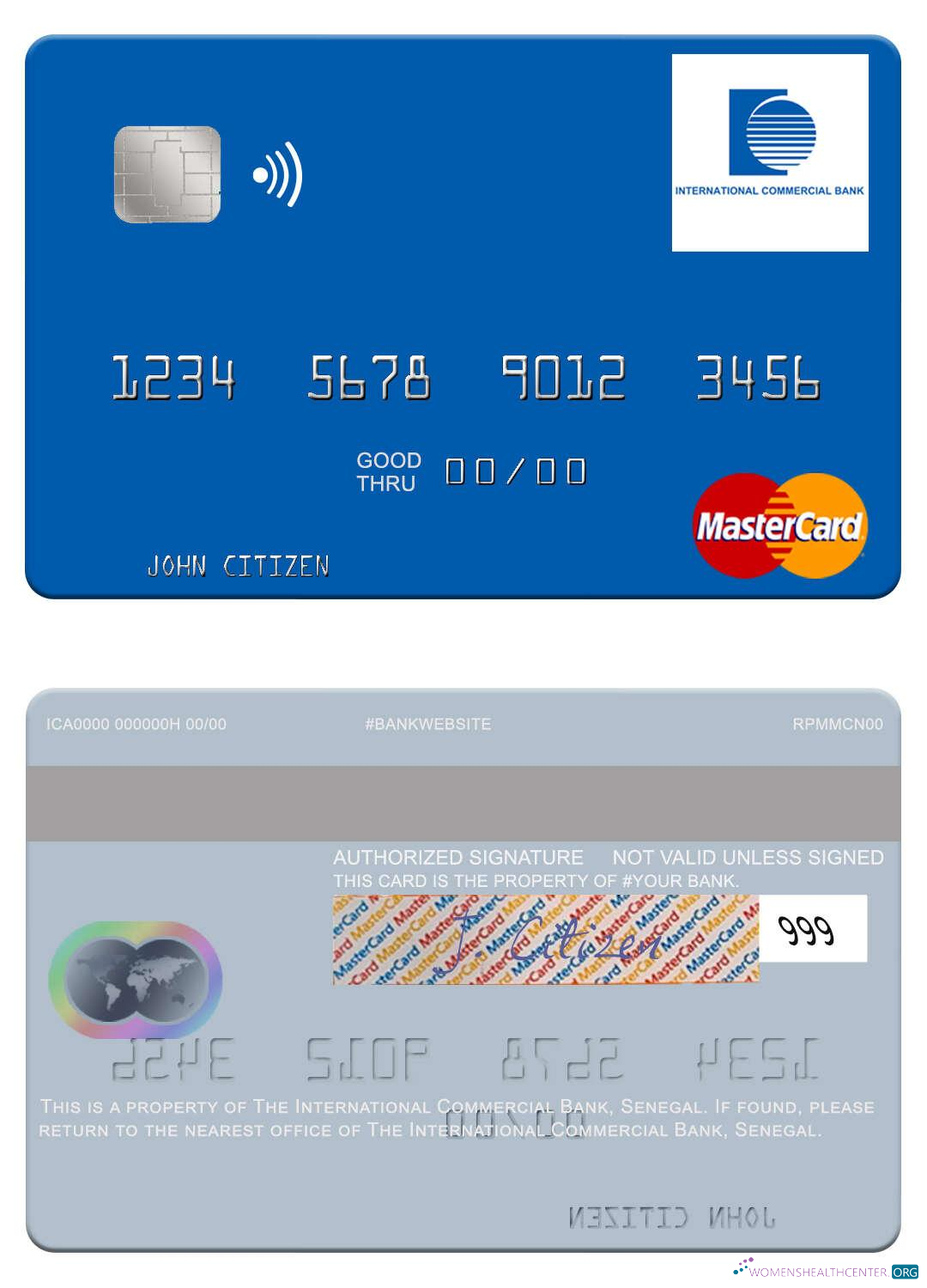 Download Senegal The International Commercial Bank mastercard Photoshop template